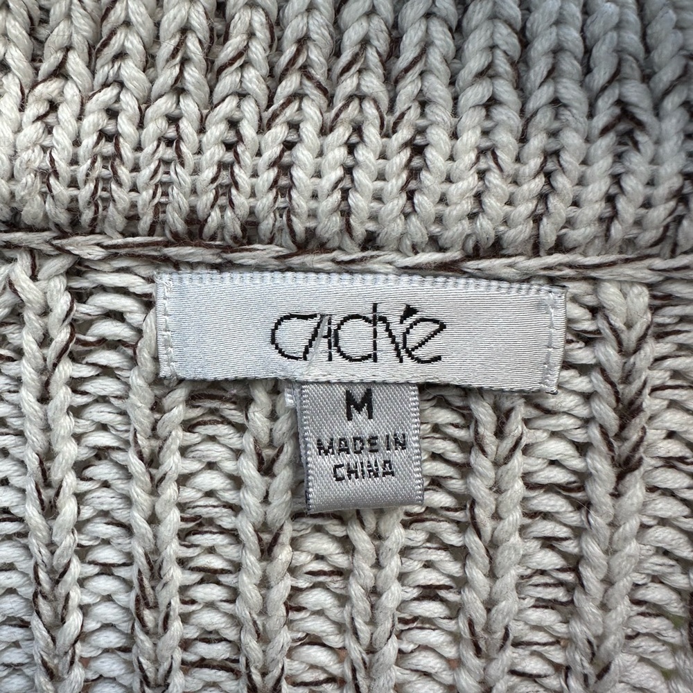 Cache  Buttoned Brown /White  Sweater Cape- Sophisticated Eye catching Style - Picture 2 of 16
